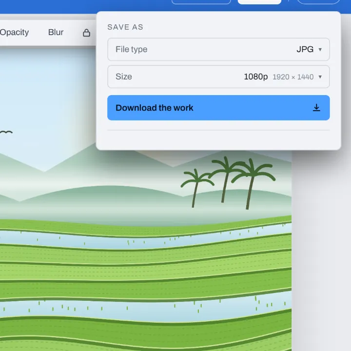 The Download menu for a rice terrace picture, on JPG with Size at 1080p: 1920 by 1440
