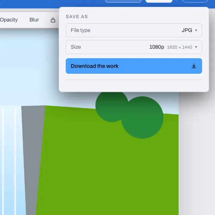 The Download menu for a waterfall picture, on JPG with Size at 1080p: 1920 by 1440