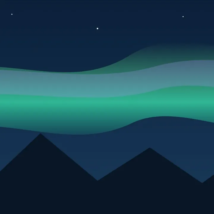 Green northern lights over dark mountains, a wallpaper saved as an AVIF, as a JPG