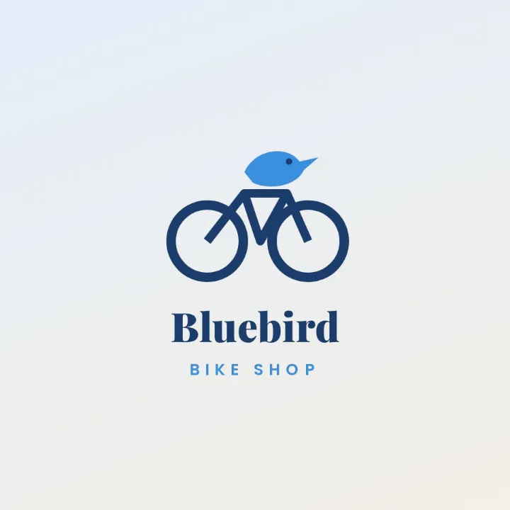 The Bluebird Bike Shop logo, a bluebird sitting on a bicycle