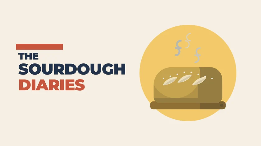 A sourdough channel cover with the disc behind the loaf recoloured; the slider wipes across the edit