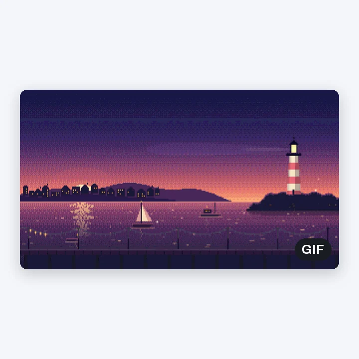 A frame of a GIF made from a harbour video at dusk