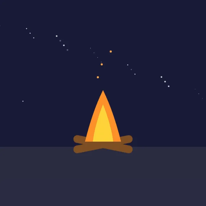 A campfire GIF made into an MP4, flames flickering under a starry sky