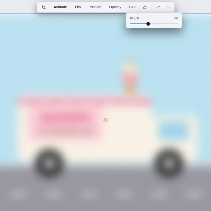 The ice cream truck picture blurred soft