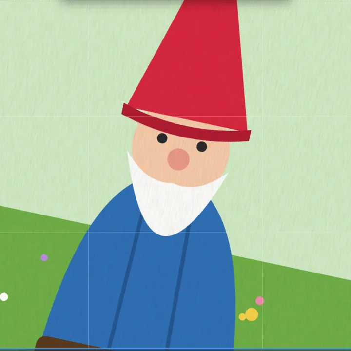 The garden gnome tilted in the crop window