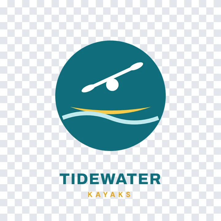 The Tidewater Kayaks logo, a paddler on waves, on a clear background