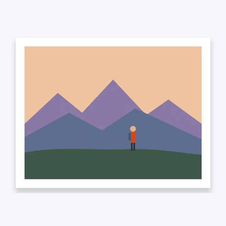 A Letter page of a PDF with a photo of a hiker looking at mountains at sunset