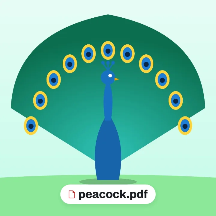 A peacock with its tail spread, saved as peacock.pdf