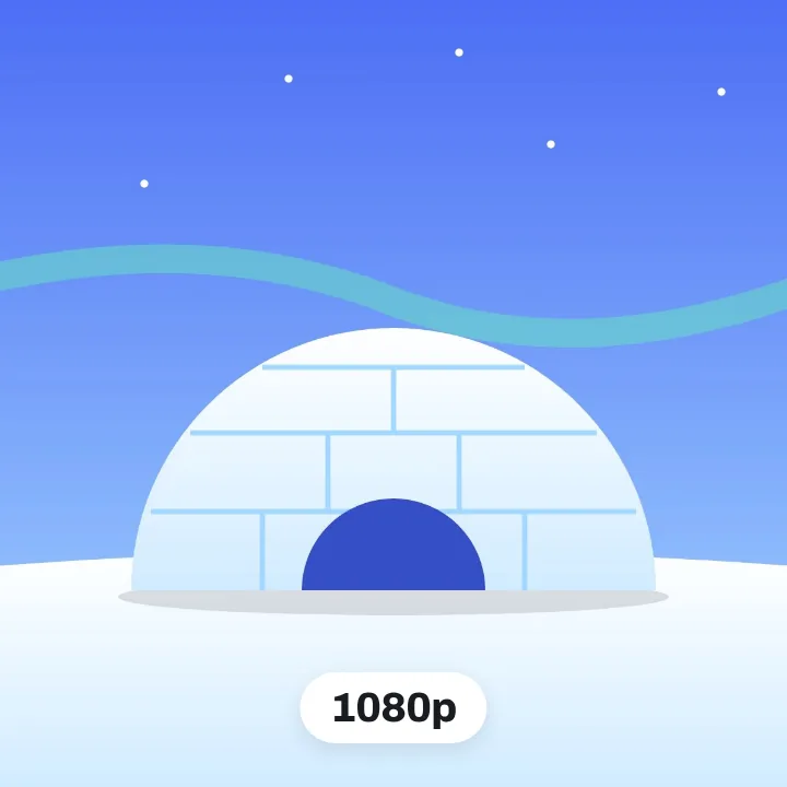 An igloo under a night sky with a green light, saved at 1080p