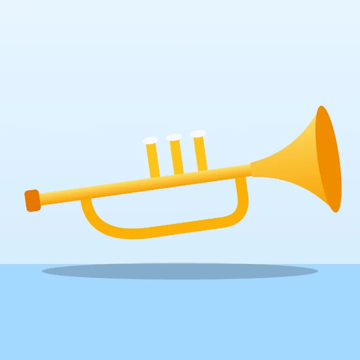 A golden trumpet, a picture saved as WebP for a portfolio