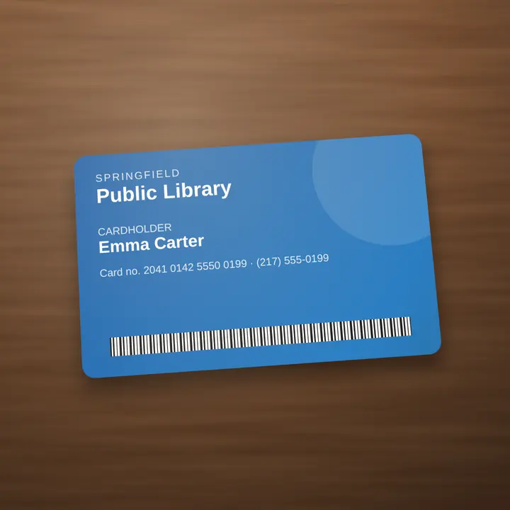 A photo of a Springfield Public Library card for Emma Carter, front side