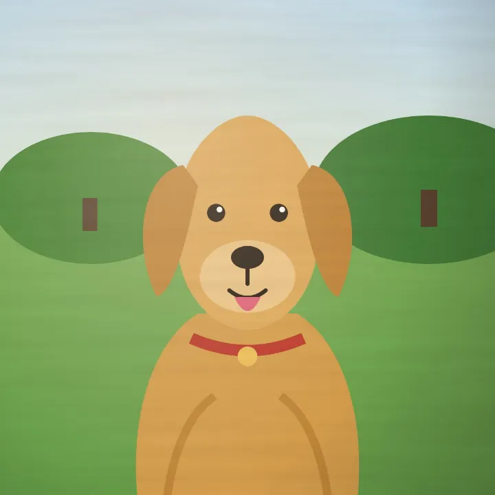 A golden retriever with a red collar sitting in a park