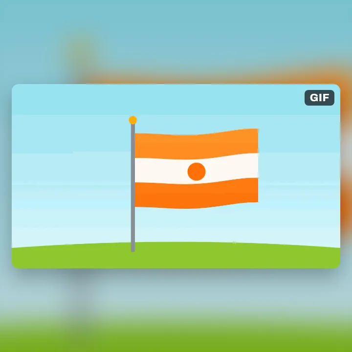 An orange and white flag waving on a pole, a clip saved as a GIF to send in a chat