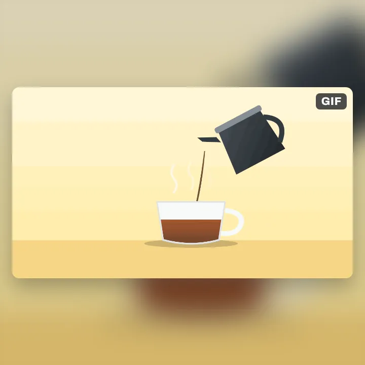 Coffee poured from a black pot into a white cup, a GIF that shows a step in a how-to