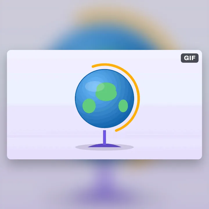 A blue globe spinning on its stand, a GIF that plays on a slide