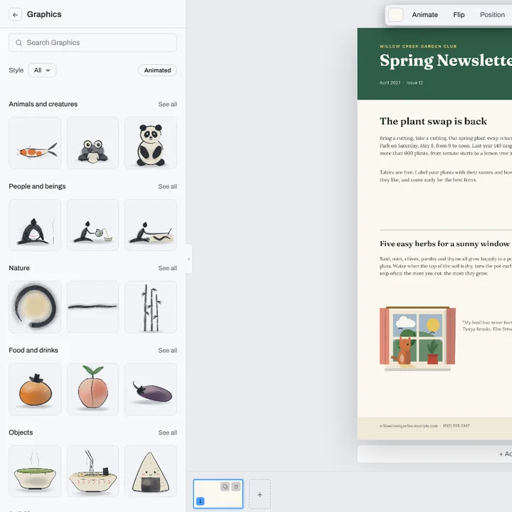 The Graphics shelf open beside the garden club newsletter