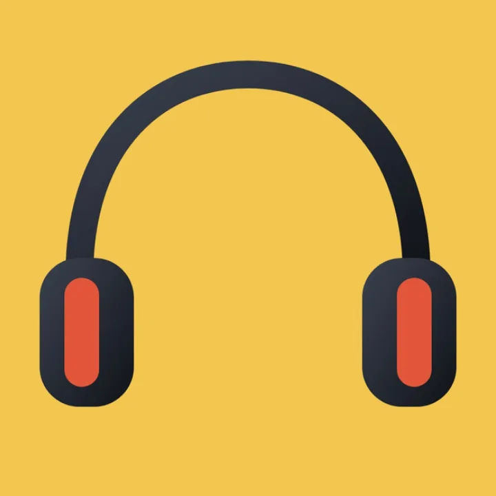 Cut-out headphones saved as a JPG on a mustard yellow page color