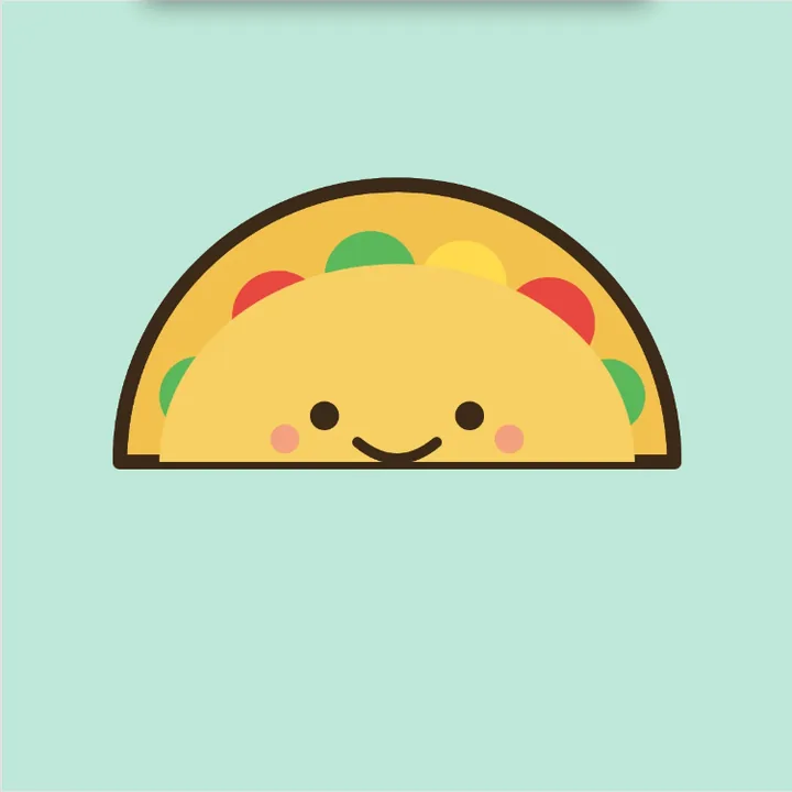 The taco sticker on a mint background color