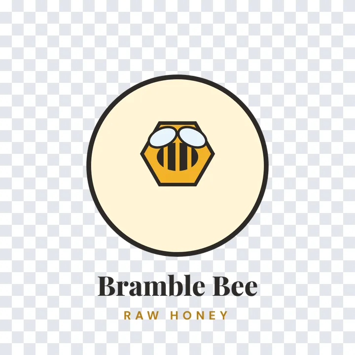 The Bramble Bee Raw Honey logo on a clear background