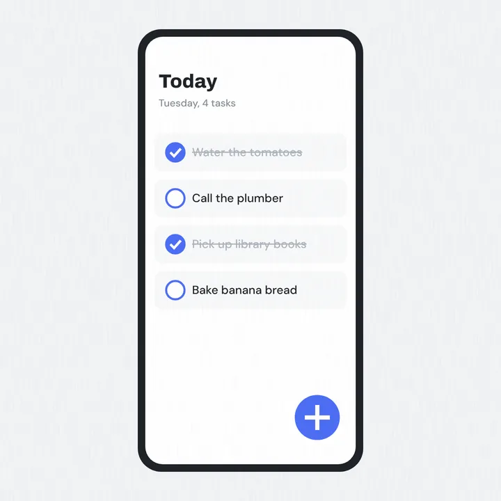 A phone screenshot of a to-do list for today with four tasks