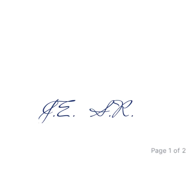 Initials typed at the foot of page 1 of the agreement