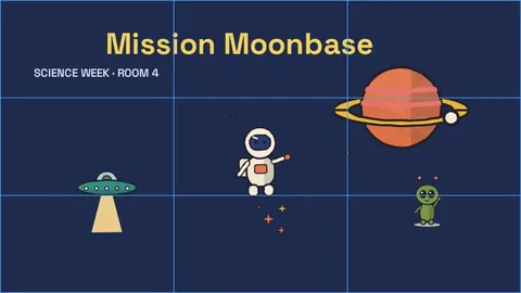 A Mission Moonbase class slide in the Compix editor with the 3 × 3 cut lines on it