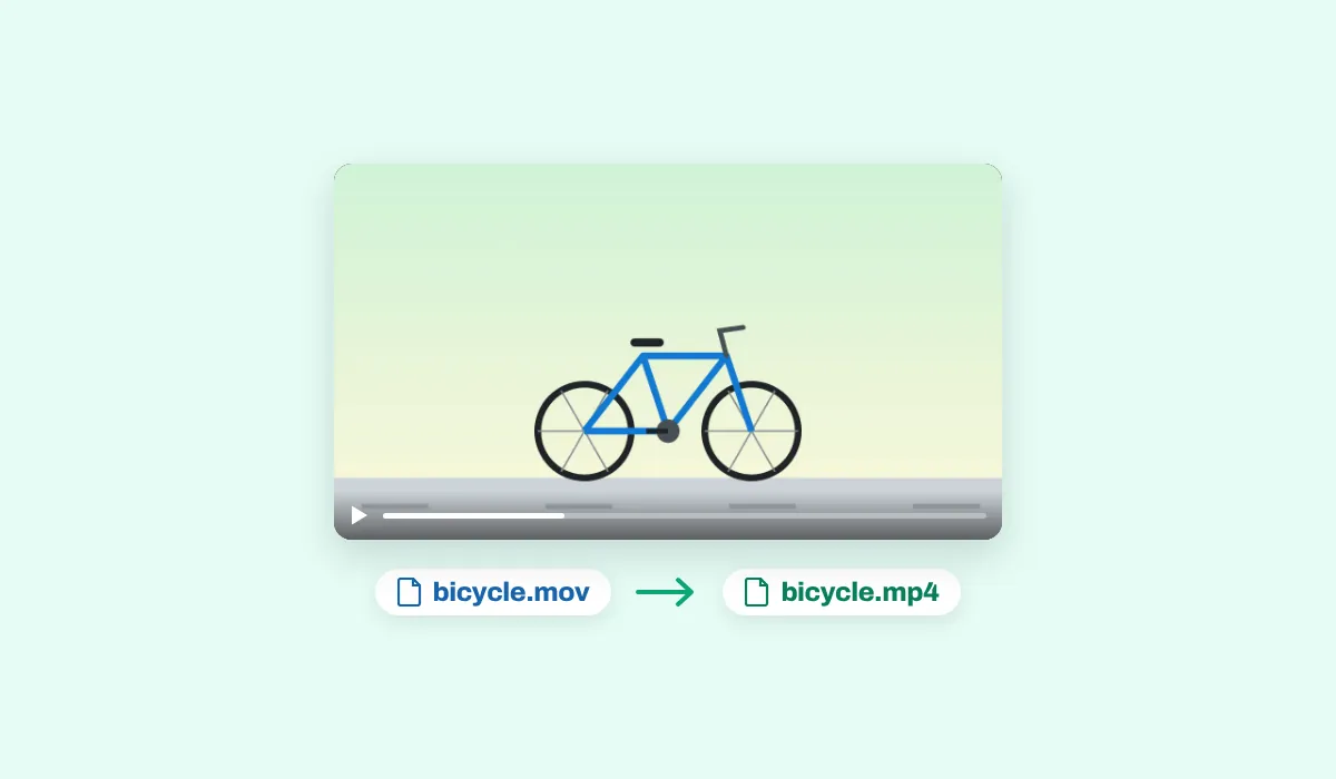 A blue bicycle with its wheels turning on a path, bicycle.mov saved as bicycle.mp4