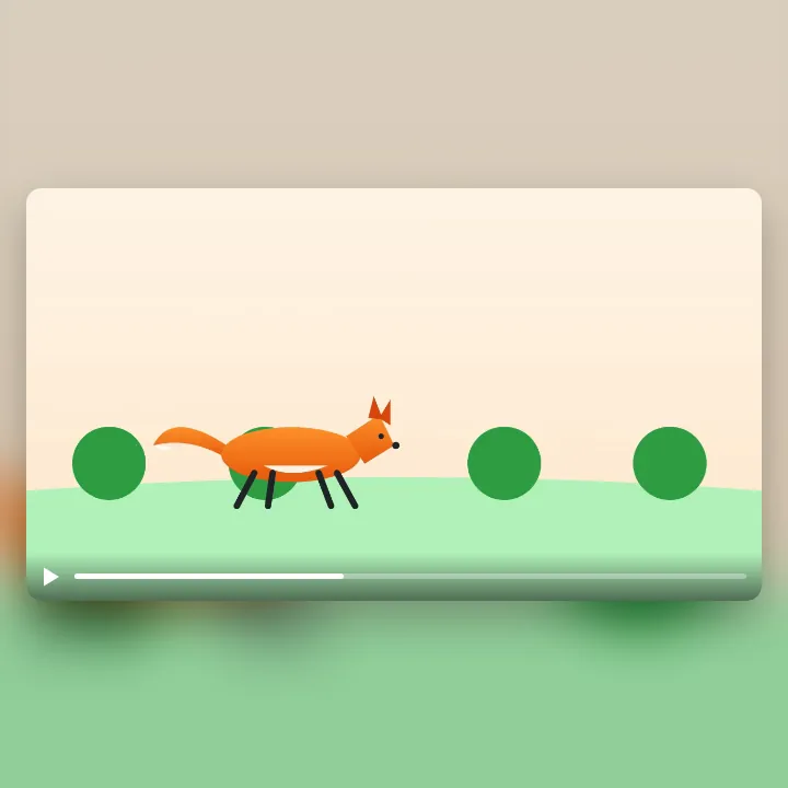 A red fox running across a green meadow, a clip saved as an MP4 to play on a phone