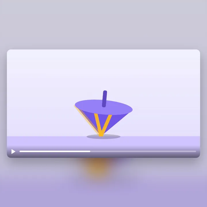 A purple spinning top turning on a table, a clip saved as an MP4 for a slide