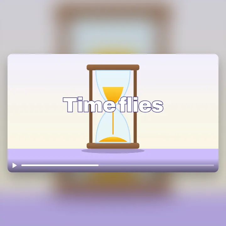 An hourglass with sand running through, words added on the video before saving