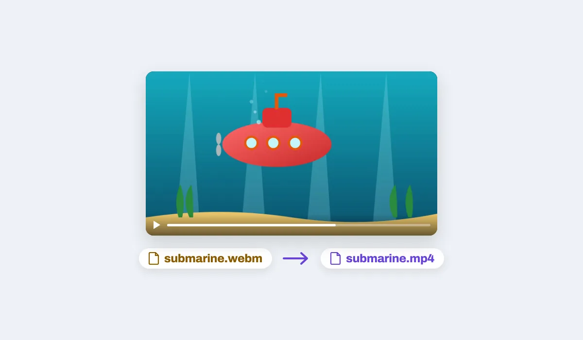 A red submarine under the sea, submarine.webm saved as submarine.mp4