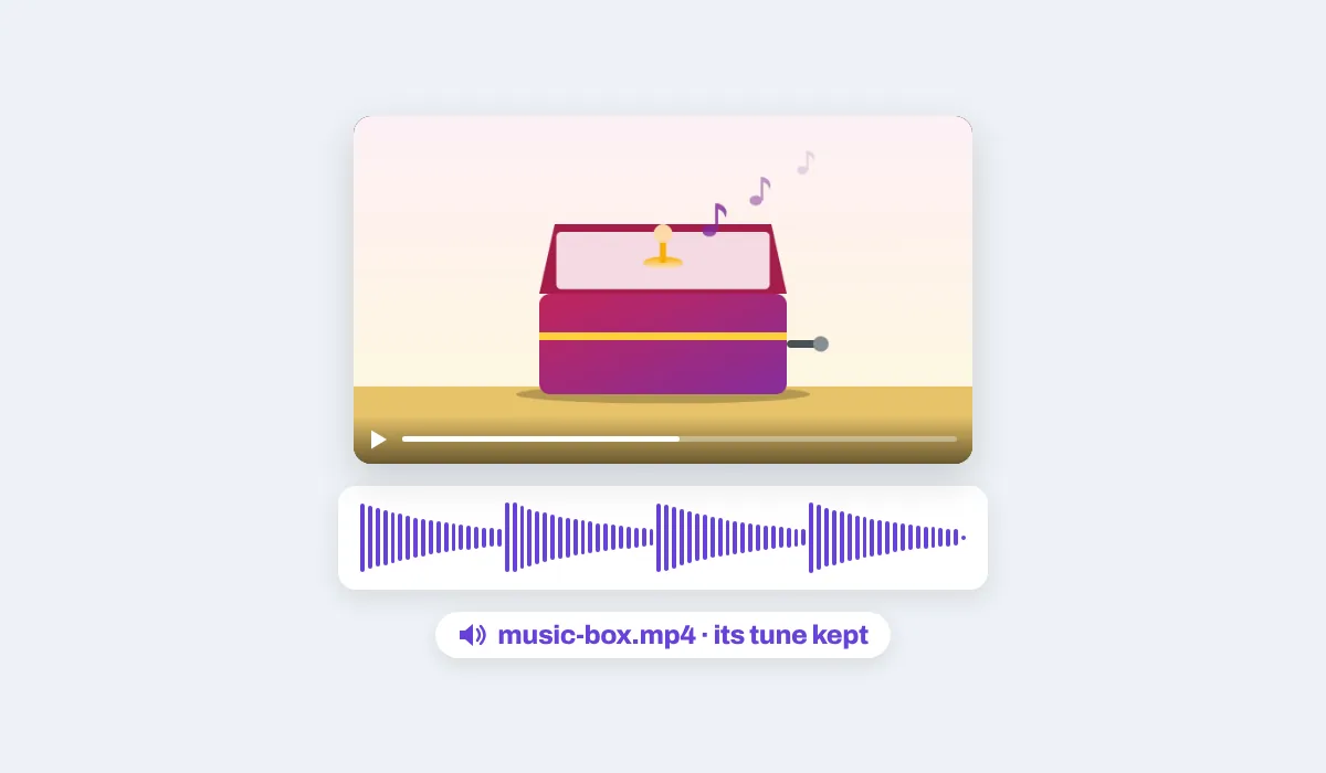 A music box with a turning dancer and notes rising, saved as an MP4 with its tune