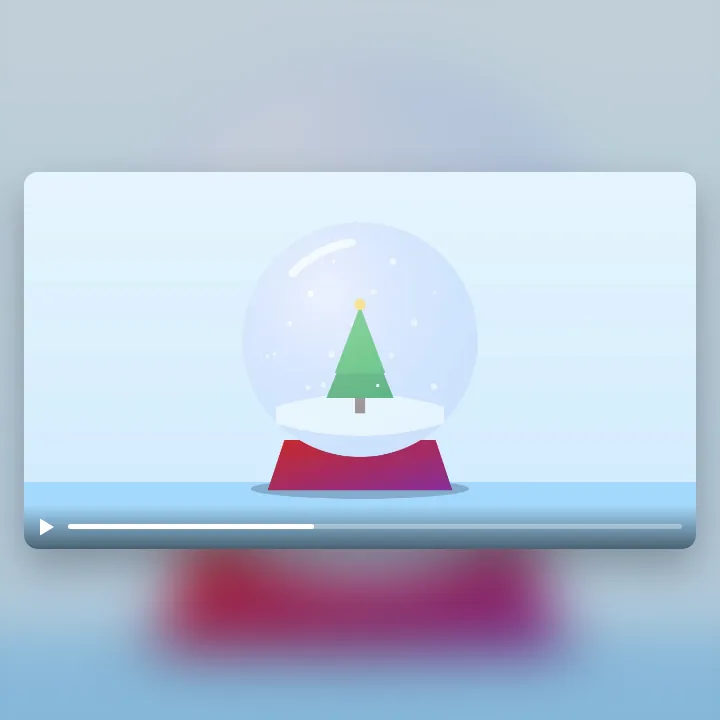 A snow globe with a tree and falling snow, a clip saved as MP4 to send in a chat