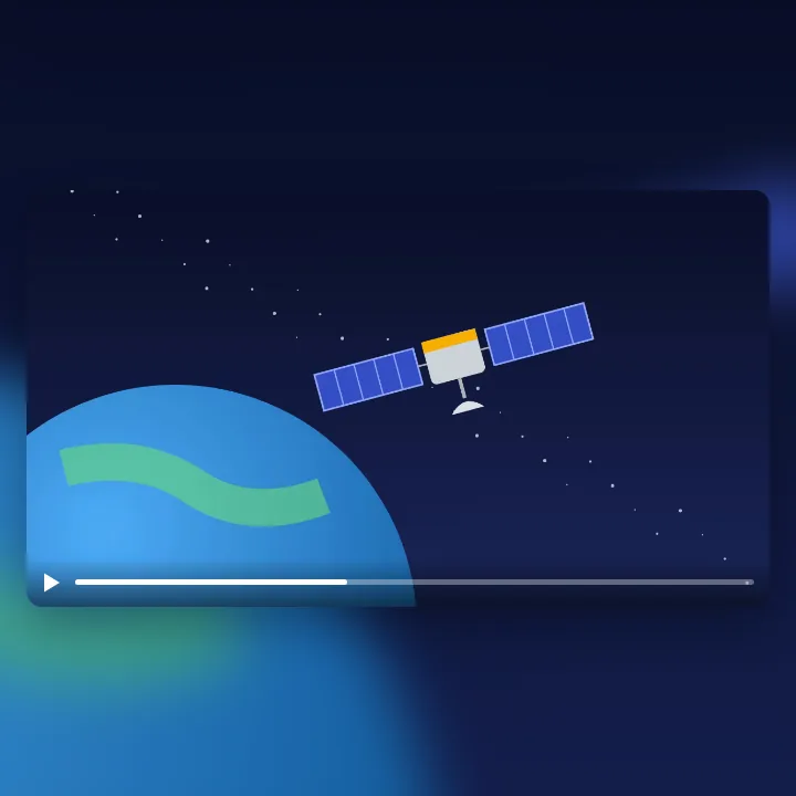 A satellite above the earth, a clip saved as MP4 for a video editor