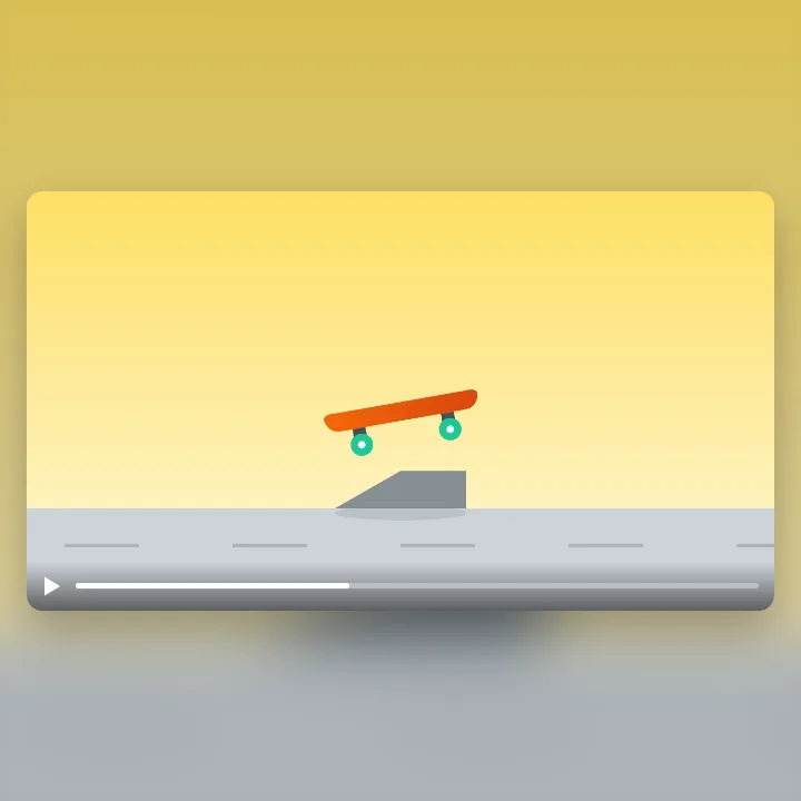 A skateboard rolling along a street, a clip saved as MP4 to play on a phone