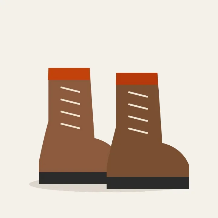 A pair of brown hiking boots, a product picture saved from a shop as a WebP, as a JPG