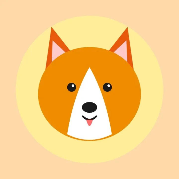 A smiling corgi drawn in a yellow circle, a profile picture saved as a WebP, as a JPG
