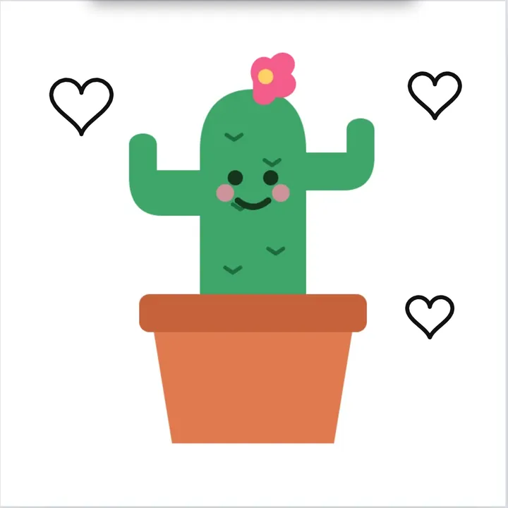 Little hearts drawn with the Pen around the cactus sticker