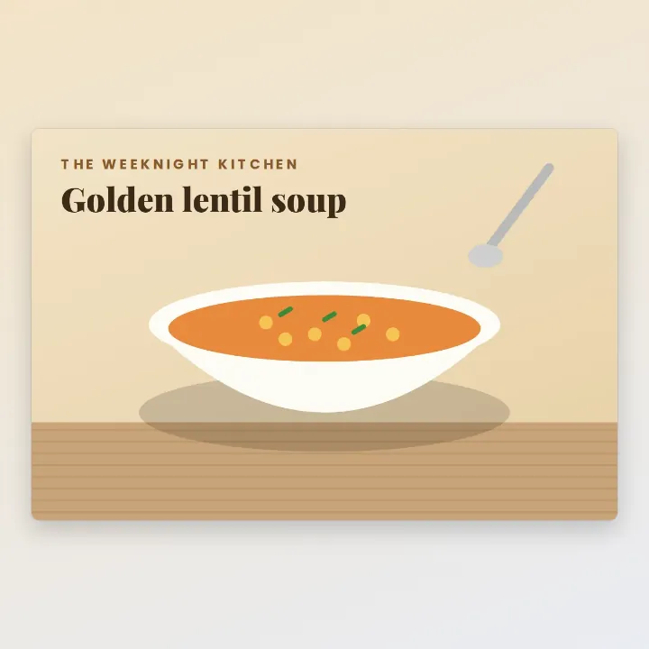 A picture of golden lentil soup from The Weeknight Kitchen food blog