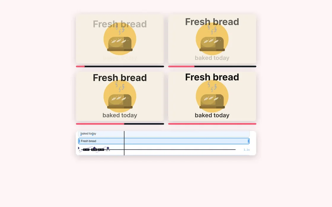 Four moments of the title Fresh bread rising in over a clip