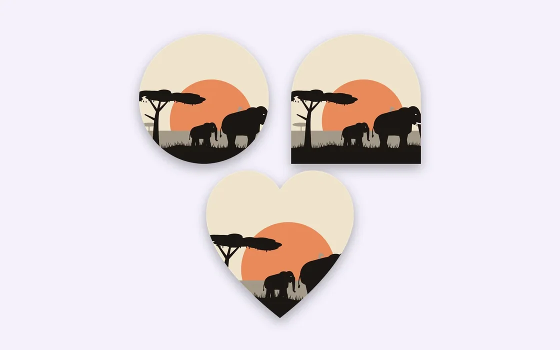 One picture cropped to two circles and a heart