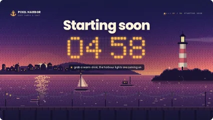 Pixel Harbor stream kit: a video, 16:9 template