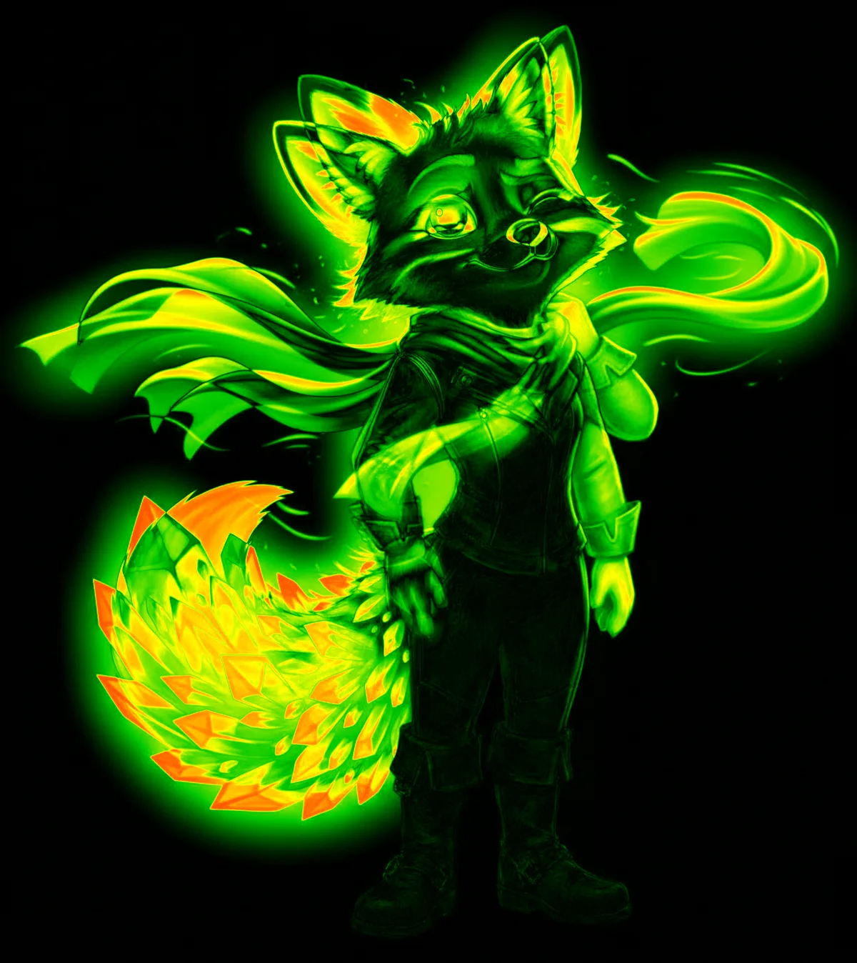 Pixel diff heatmap showing detailed per-pixel differences between two AI art variants — bright green and orange regions indicate changed pixels